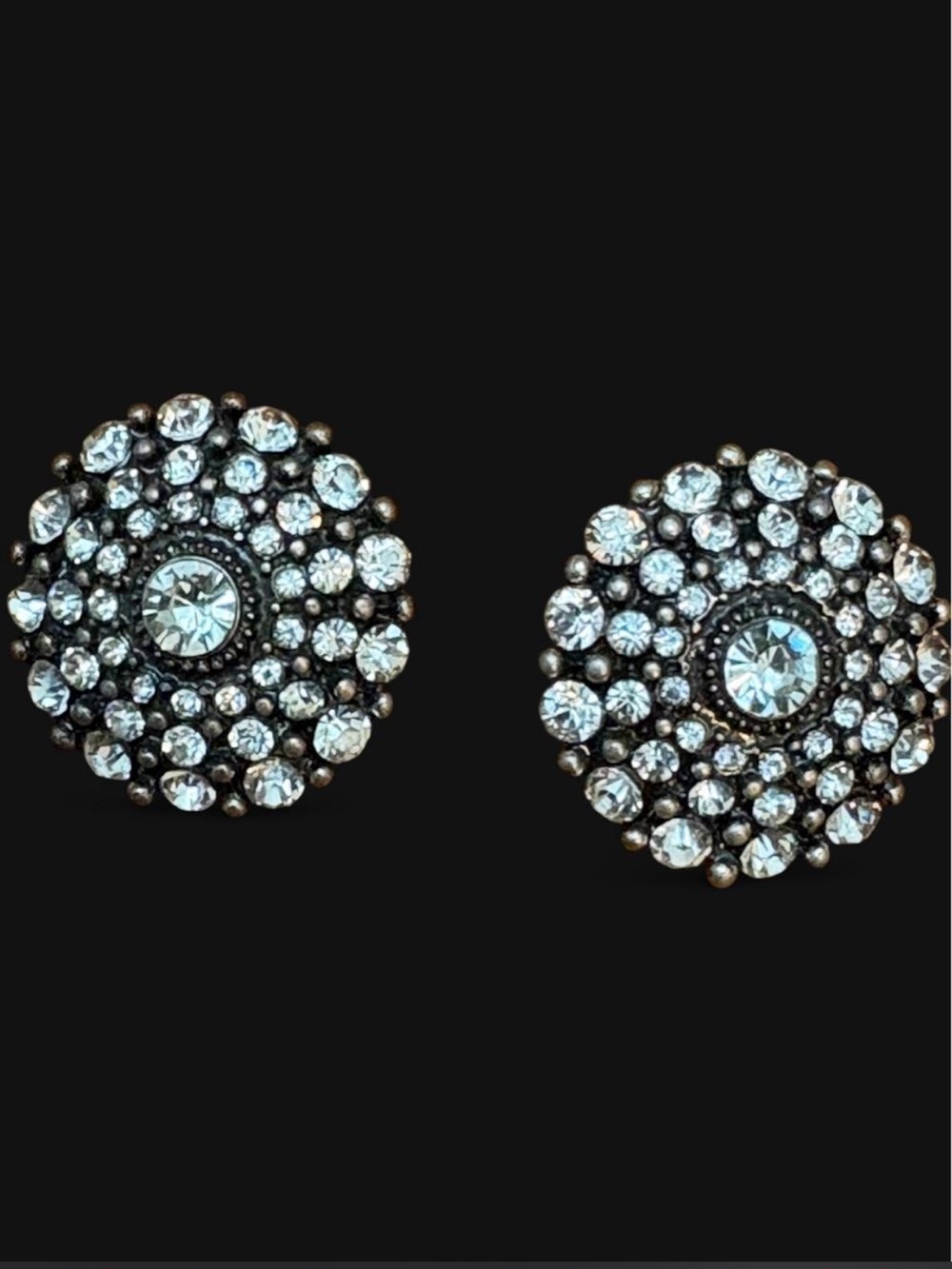 Large vintage-style studded rhinestone earrings